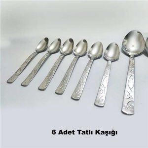 Bıçak, Çatal, Kaşık Takımı 42 Parça Sarmaşık Model Paslanmaz Çelik Rostfrei Yemek Seti