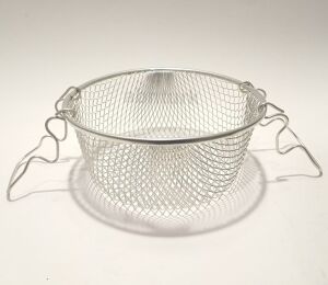 Kalaylı Paslanmaz Çelik 20cm Fritöz Sepeti Fonksiyonel Çift Kulp Kızartma Teli Pratik Cips Kevgiri