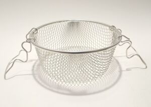 Kalaylı Paslanmaz Çelik 20cm Fritöz Sepeti Fonksiyonel Çift Kulp Kızartma Teli Pratik Cips Kevgiri