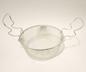 Kalaylı Paslanmaz Çelik 20cm Fritöz Sepeti Fonksiyonel Çift Kulp Kızartma Teli Pratik Cips Kevgiri