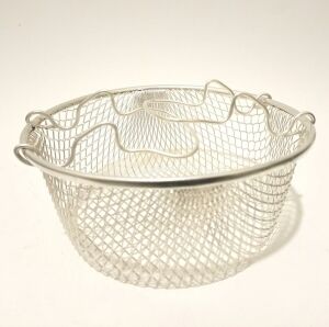 Kalaylı Paslanmaz Çelik 20cm Fritöz Sepeti Fonksiyonel Çift Kulp Kızartma Teli Pratik Cips Kevgiri