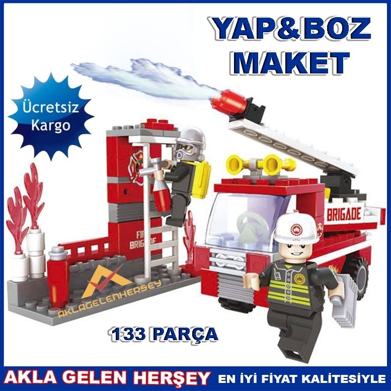 133 PARÇA MİNİ LEGO İTFAİYECİ ARAÇ VE EKİPMANI K
