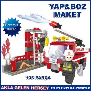 133 PARÇA MİNİ LEGO İTFAİYECİ ARAÇ VE EKİPMANI K