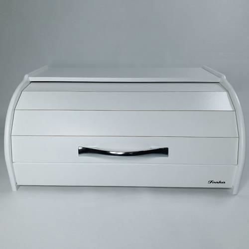 Beyaz Ahşap Ekmek Sepeti 39x18x24cm Alüminyum Oval Saplı Ekmeklik