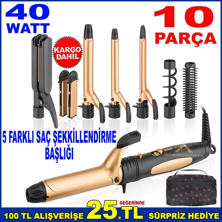 FAKİR 5in1 SAÇ DÜZLEŞTİRME SETİ 10parça SAÇ ŞEKİLLENDİRME SETİ