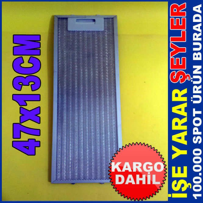 KOKU,DUMAN,BUHAR EMEN 47x13cm ANKASTRE-SÜRGÜLÜ ASPİRATÖR FİLTRESİ
