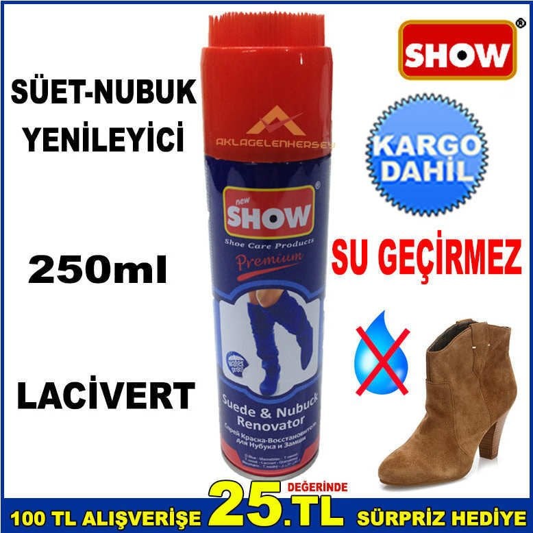 LACİVERT SÜYET BOYASI SU GEÇİRMEZ 250ml SÜET,NUBUK AYAKKABI-ÇANTA-MONT BOYASI LACİVERT SPREY BOYA -2
