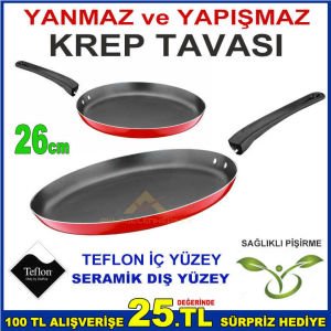 26cmSERAMİK DIŞYÜZEY YAPIŞMAZ TEFLON KREP TAVASI