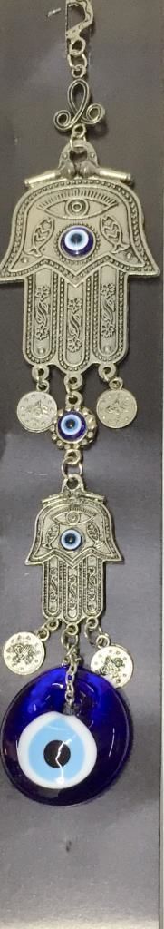 Orta Boy 2'li Kleop Patima Gümüş Kaplama Nazar Boncuklu Uğurlu Duvar Süsü