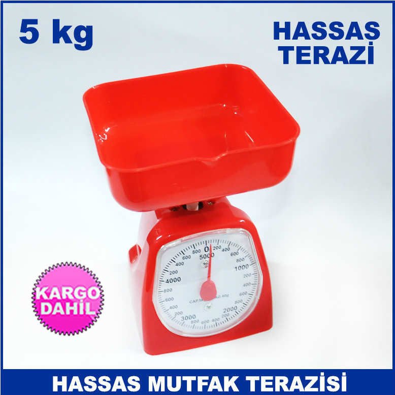 5 kg Kapasiteli İbreli Hassas Mutfak Terazisi 40 gr Hassasiyetli Tartı kare