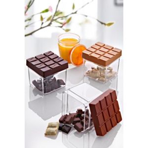 Çikolata Desenli Kapağı Olan 9x9x8,5cm Ebatlarında Saklama Kabı  Kaliteli Plastikten Üretilmiştir