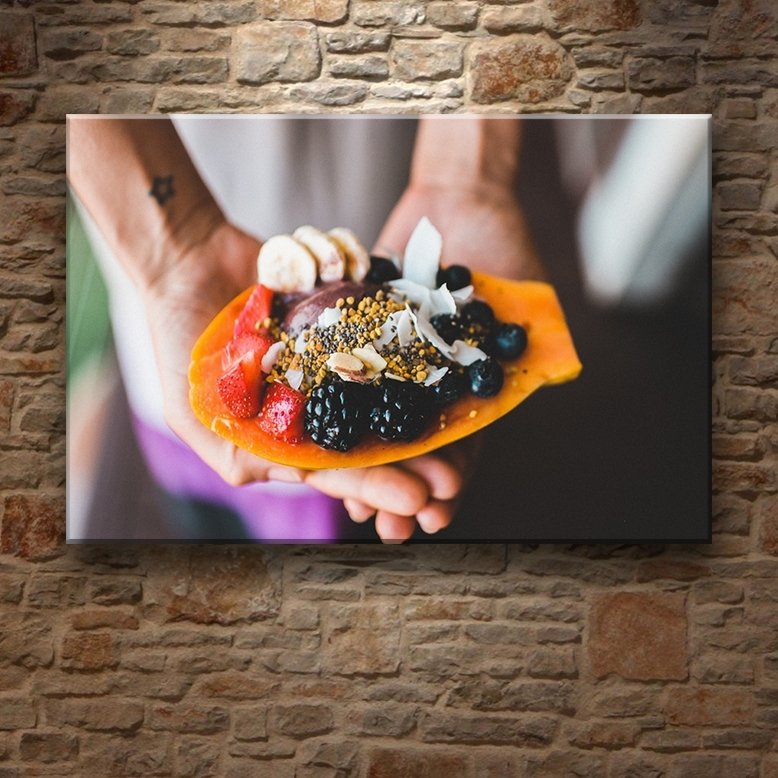MEYVE SALATASI&PAPAYA 7 değişen ölçü ORİJİNAL KANVAS TABLO