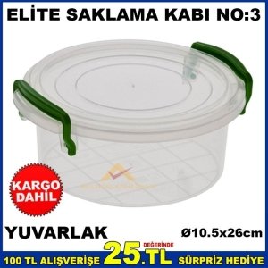 NO3 ELİTE YUVARLAK KİLİTLİ SAKLAMA KABI 4 LİTRE