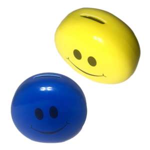 Seramik Kumbara Emoji Smile Gülen Surat Kumbara 13 cm