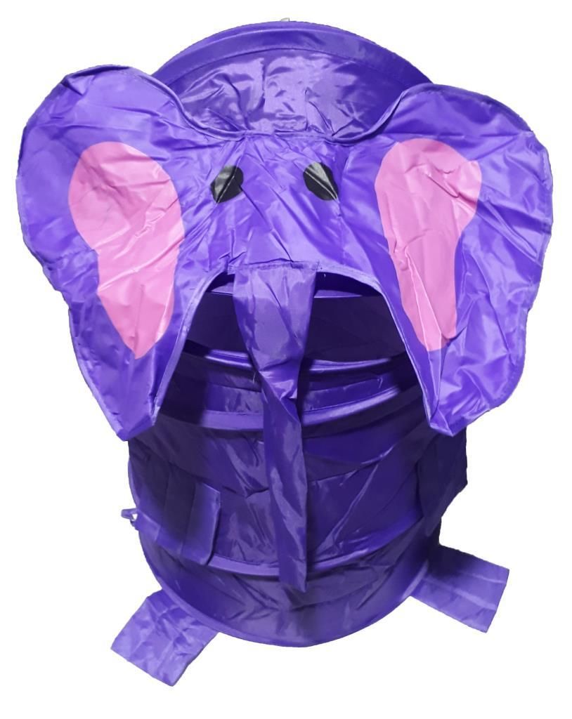 Katlanabilir Oyuncak Selesi veya Kirli Çamaşır Sepeti 45x38x38cm Kapağında Fil Desenli Kaliteli Sele