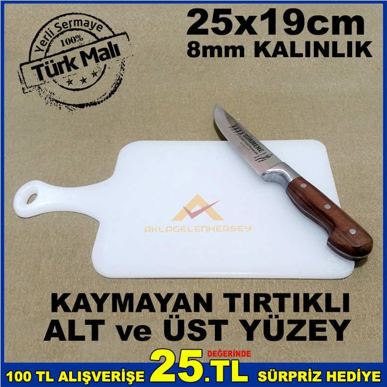 1. KALİTE ŞEFFAF PLASTİKTEN ÜRETİM 25x19cm TUTMA SAPLI KESİM PANOSU