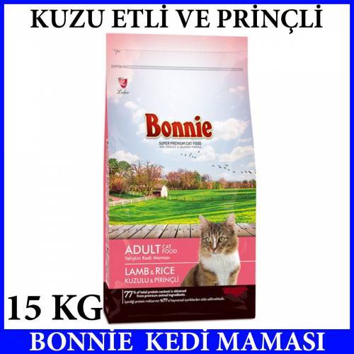 BONNİE KUZU ETLİ VE PRİNÇLİ KEDİ MAMASI 15 KG YETİŞKİN KEDİ MAMASI VİTAMİN VE MİNARELLİ İÇERİK