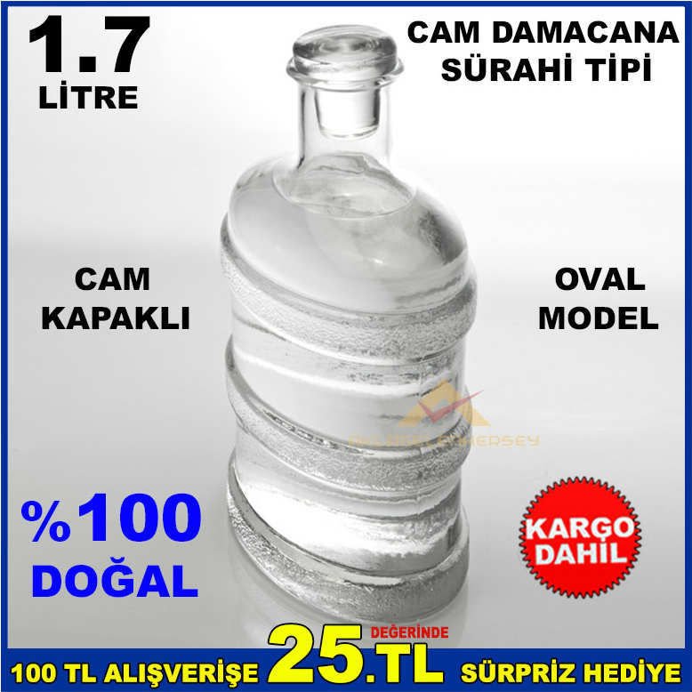 1.7 L CAM KAPAKLI OVAL CAM DAMACANA RETRO SÜRAHİ