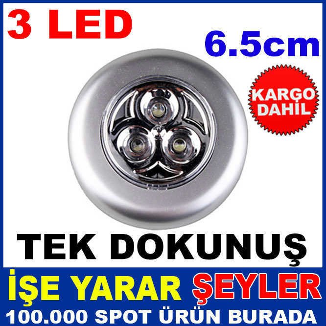 3LED DOKUNMATİK YAPIŞKANLI SPOT DOLAP LAMBASI KD