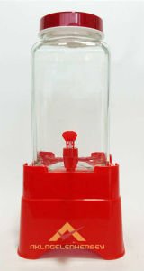 Altlıklı Musluklu cam damacana,3 litre musluklu çok amaçlı cam kavanoz alt kaideli mini su sebili