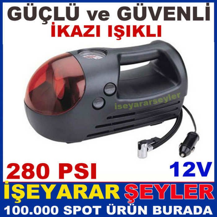 IŞIKLI OTO LASTİK ŞİŞİRME HAVA KOMPRESÖRÜ 280PSI