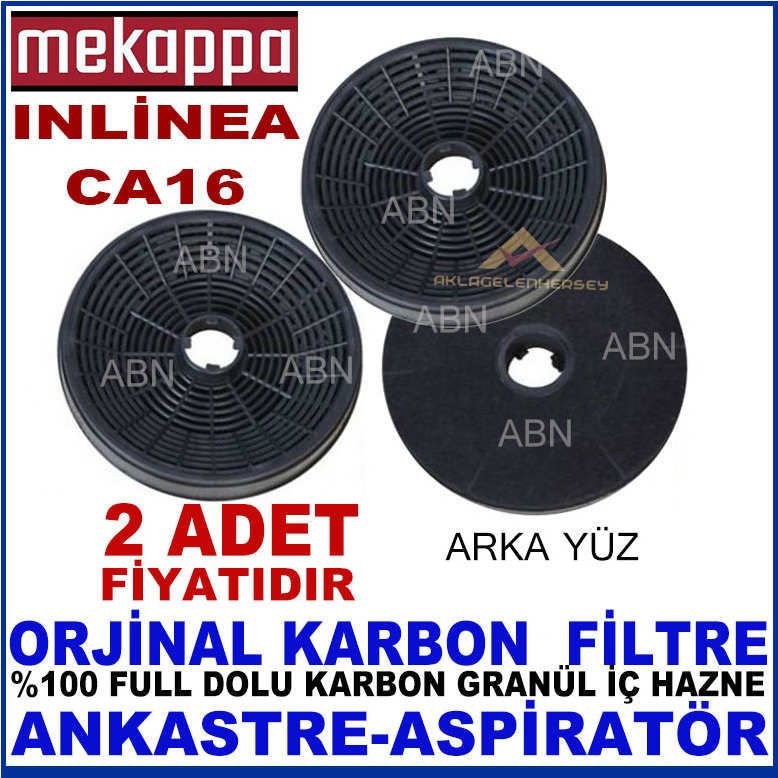 MEKAPPA ANKASTRE DAVLUMBAZ FİLTRESİ MEKAPPA INLİNEA CA16 MODEL DAVLUMBAZ İÇİN GRANÜL KARBON FİLTRE
