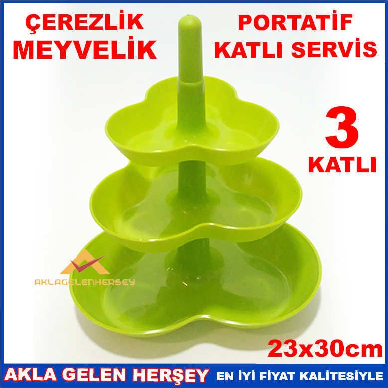 PORTATİF 3 KATLI MULTİ SERVİS ÇEREZLİK MEYVELİK