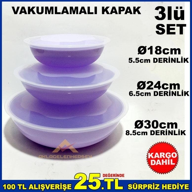 VAKUMLAMA KAPAKLI 3lü SET SIZDIRMAZ SAKLAMA KABI