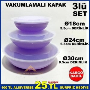 VAKUMLAMA KAPAKLI 3lü SET SIZDIRMAZ SAKLAMA KABI