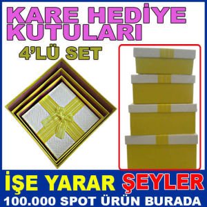 4'LÜ İÇİÇE GECİRİLMELİ KURDELA  HEDİYE KUTUSU