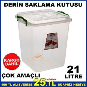 ÇOK AMAÇLI KAPAKLI DERİN SAKLAMA KUTUSU 21 LİTRE