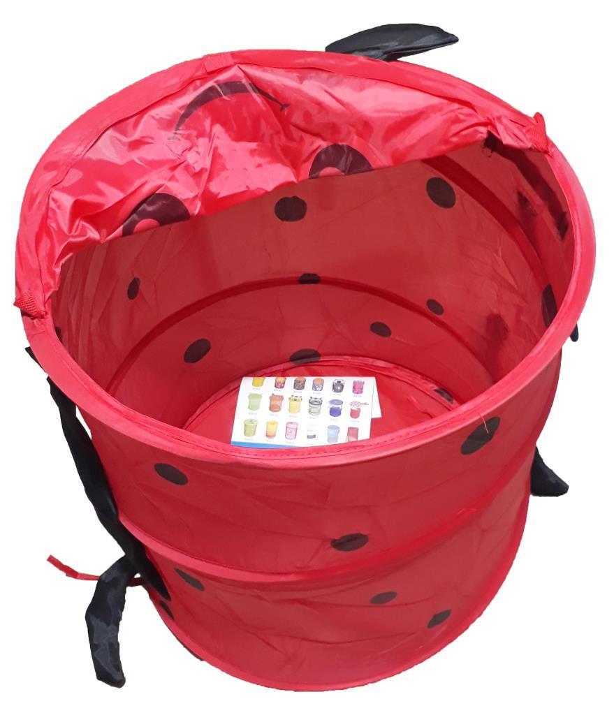 Katlanabilir Oyuncak Selesi veya Kirli Çamaşır Sepeti 50x43x43cm Uğur Böceği, Ördek, Futbol Desenli kırmızı