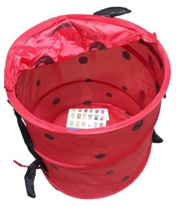 Katlanabilir Oyuncak Selesi veya Kirli Çamaşır Sepeti 50x43x43cm Uğur Böceği, Ördek, Futbol Desenli kırmızı