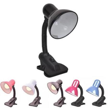 Led Ampul Hediyeli Mandallı Masa Lambası Fişli E27 Duy Ders Çalışma ve Kitap Okuma Işığı