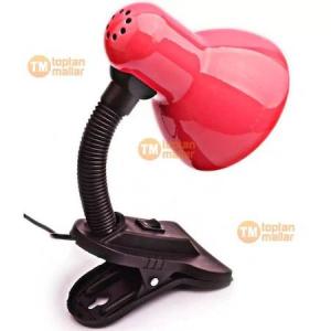 Led Ampul Hediyeli Mandallı Masa Lambası Fişli E27 Duy Ders Çalışma ve Kitap Okuma Işığı