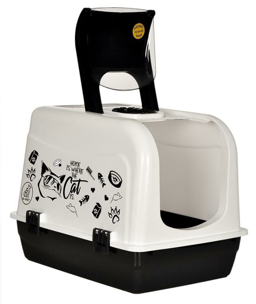 Kürek Hediyeli Çok Fonksiyonel Kırılmaz Kapı Geniş Hacim Kapalı Kedi Tuvaleti Karbon Filtreli WC