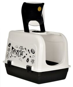 Kürek Hediyeli Çok Fonksiyonel Kırılmaz Kapı Geniş Hacim Kapalı Kedi Tuvaleti Karbon Filtreli WC