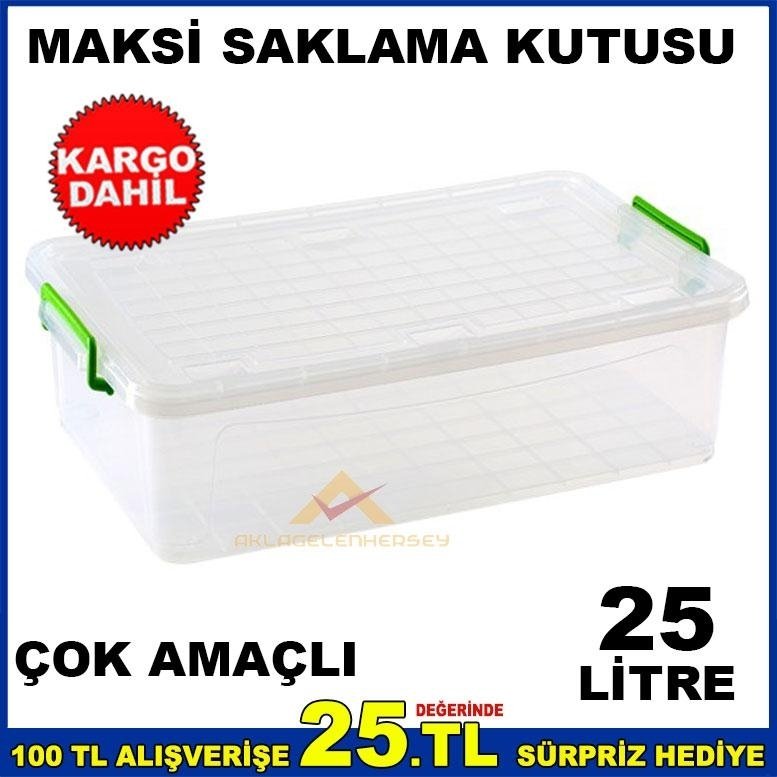 ÇOK AMAÇLI KAPAKLI MAKSİ SAKLAMA KUTUSU 25 LİTRE
