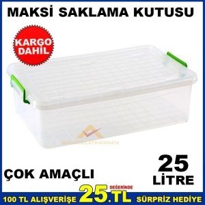 ÇOK AMAÇLI KAPAKLI MAKSİ SAKLAMA KUTUSU 25 LİTRE