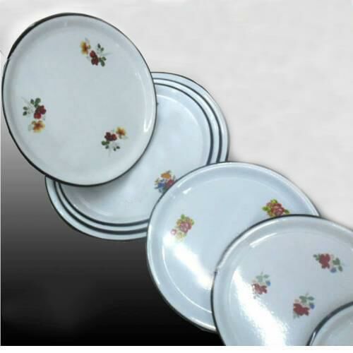 50cm Sini Sağlıklı Çinko Sofra Servis Tepsisi 50cm İçi Çiçek Beyaz Emaye Tepsi Hijyenik