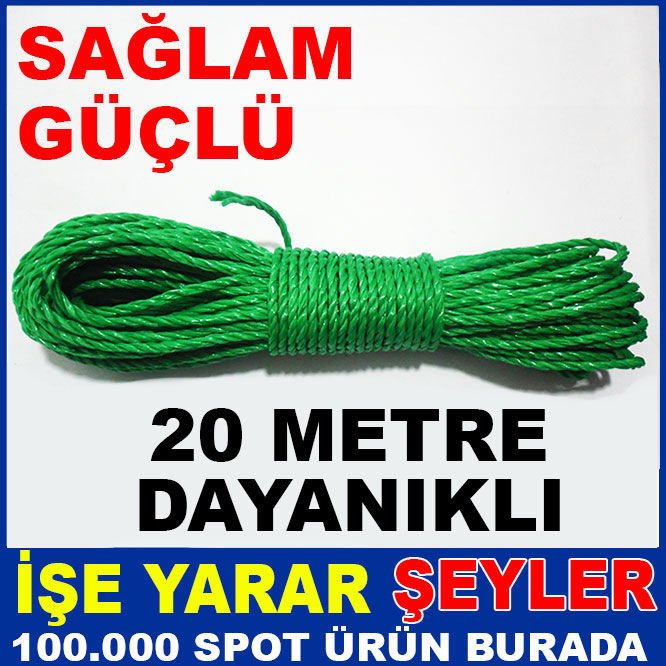 SAĞLAM, GÜÇLÜ, DAYANIKLI 20 METRE ÇAMAŞIR İPİ