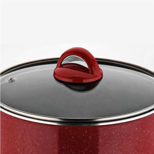 Seramik Dış Yüzey 28cm Cam Kapaklı Taç Granit Derin Tencere - Sağlıklı Tencere