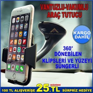 NAVİGASYON VE AKILLI TELEFON TUTACAĞI CAM VANTUZLU CAMA TAKILABİLEN VAKUMLU MANDALLI KISKAÇ-1