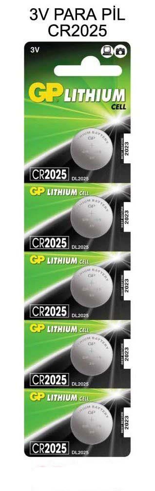 5 Adet GP CR2025 3V Lityum Para Pil Terazi Baskül Kumanda Pili 2 Yıl Raf Ömürlü Ömürlü Güvenli Pil