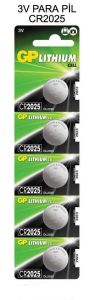 5 Adet GP CR2025 3V Lityum Para Pil Terazi Baskül Kumanda Pili 2 Yıl Raf Ömürlü Ömürlü Güvenli Pil