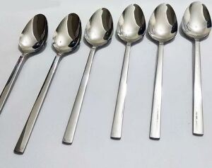 6 Adet Lüks Düz Sade Model Paslanmaz Çelik Rostfrei Yemek Kaşığı Seti