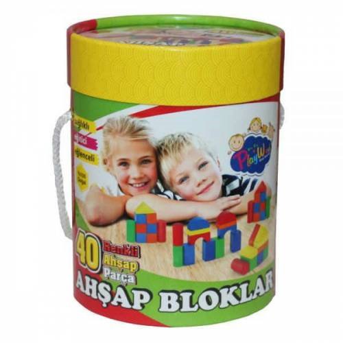 PlayWood Kutulu, Renkli 40 Parça Blok SET - Eğitici Oyuncaklar