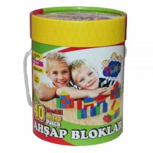 PlayWood Kutulu, Renkli 40 Parça Blok SET - Eğitici Oyuncaklar