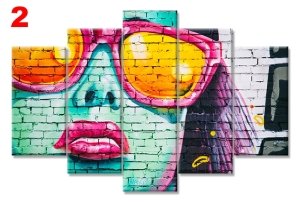 GRAFFITI DUVAR 7 STİL 5 PARÇALI KANVAS TABLO