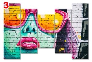 GRAFFITI DUVAR 7 STİL 5 PARÇALI KANVAS TABLO